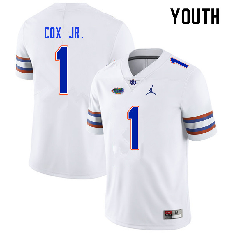 Youth #1 Brenton Cox Jr. Florida Gators College Football Jerseys Sale-White